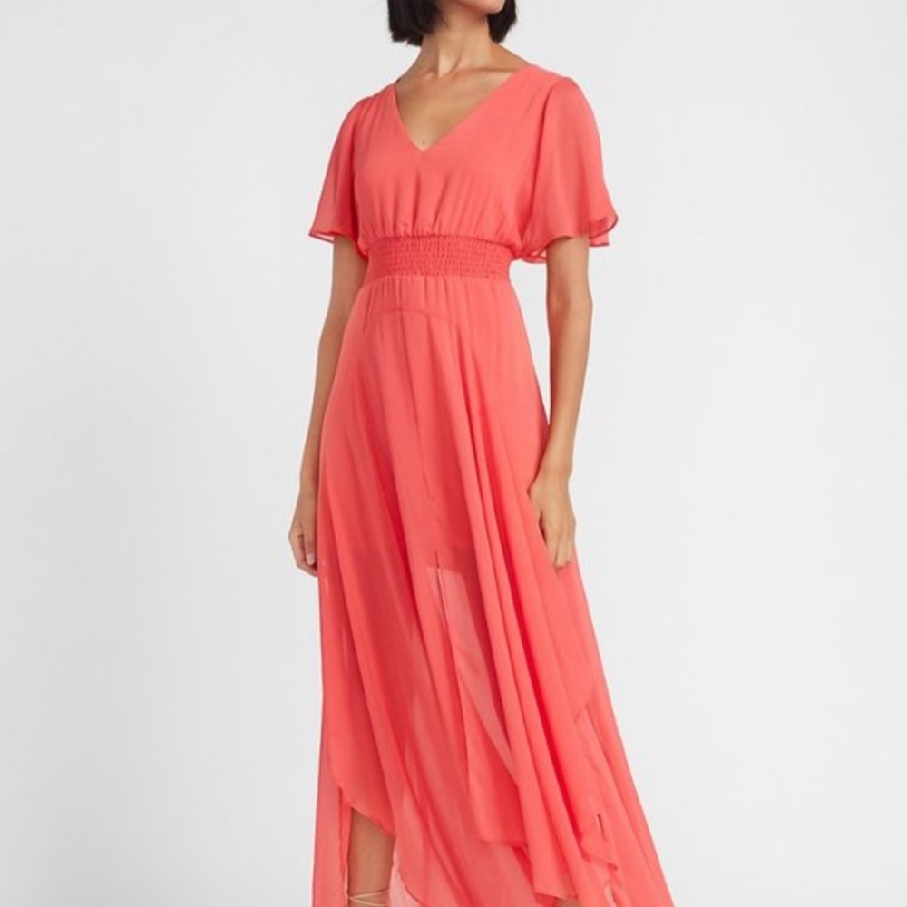 Smocked Waist Flutter Sleeve Midi Dress NWT/NEW